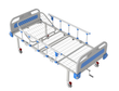 Кровать медицинская функциональная АТОН КФ-2-МП-БП-ОП-К75 с пластиковыми быльцами, ограждениями и колесами 75 мм