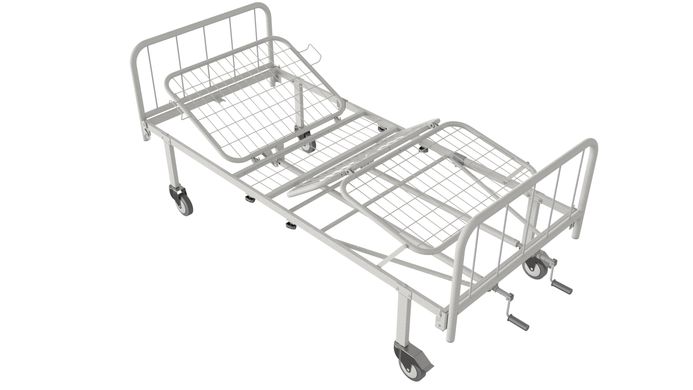 Ліжко медичне функціональне АТОН КФ-4-МП-БМ-К125 з металевими бильцями та колесами 125 мм