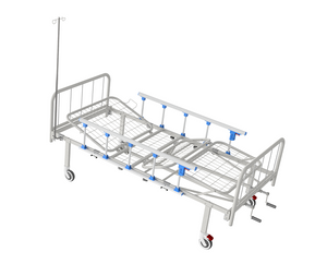 Ліжко медичне функціональне АТОН КФ-4-МП-БМ-ОП-Ш-К125 з металевими бильцями, огорожами, штативом та колесами 125 мм