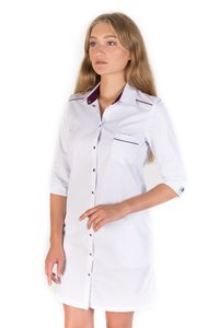 Медицинский женский халат Манхэттэн белый-фиолетовый