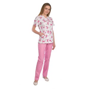 Медицинский женский костюм Топаз принт фламинго, размер 54